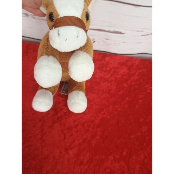 Prextex Plush Horse Toy Brown & White With‎ Saddle 5 inches - Picture 4 of 8